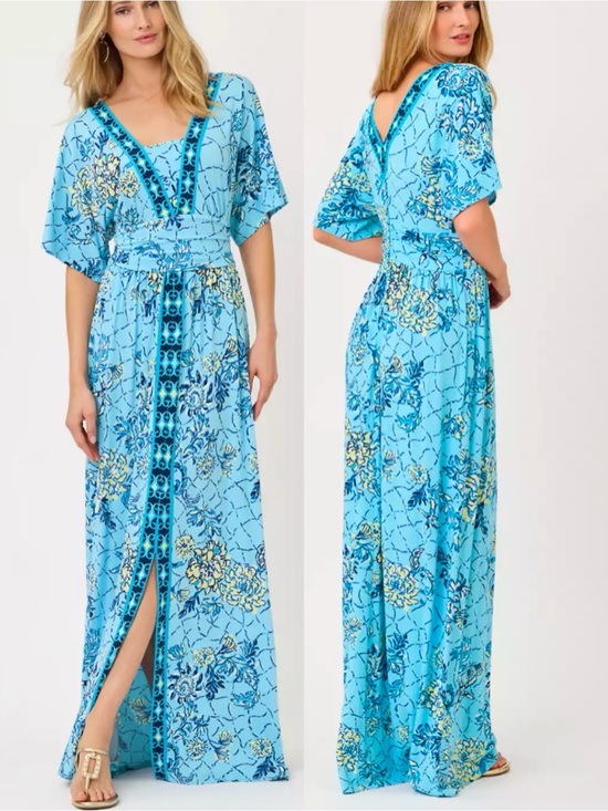 Lilly Pulitzer Dresses & Skirts - Lilly Pulitzer Lauralai Maxi Dress Bellevue Blue Breakers Beach NEW women’s Sz 8